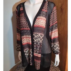 Catherines Boho Mixed Pattern Duster Cardigan Petite Plus 14/16W Sheer Crochet